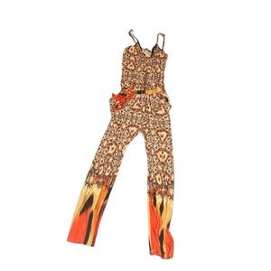 Vintage Women’s Bebe Floral Adjustable Strap jumpsuit with pockets